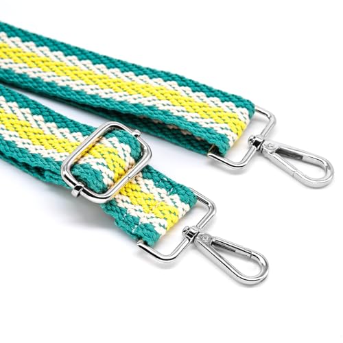 Image of S&loyoe Silver bucklePurse Straps Replacement Crossbody Bag Strap Adjustable Wide Guitar Straps for Handbags 1.5inch (Textile green silver)