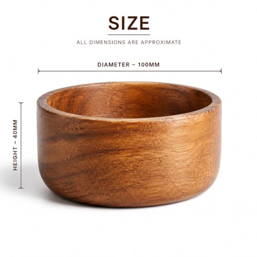 Image of BAUZINI Acacia Wood Bowl Natural Wooden Serving Bowls for Snacks, Dry Fruits, Salad, Fruits & Desserts Handcrafted Food Safe Wooden Bowls Premium Kitchen & Dining Bowl Set (pck of 6)