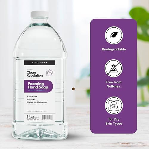 Image of Clean Revolution Foaming Hand Soap Refill Supply Container, Ready to Use Formula, Natural Lavender Fragrance, 64 Fl Oz (Pack of 1)
