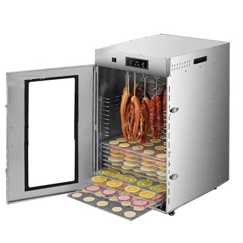 SKIHOT Commercial Large Food Dehydrator,Machine Home Meat Dehydrators,Jerky Dehydrated Dryer Machine,800w Full Stainless Steel Dryer Machine,195℉ Temp Control 15kg/time