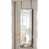 XRAMFY 48'x14' Over-The-Door Full-Length Shatterproof Mirror, Lightweight Wall-Mount or Hanging Design for Bedroom, Bathroom, or Closet – Black Aluminum Frame