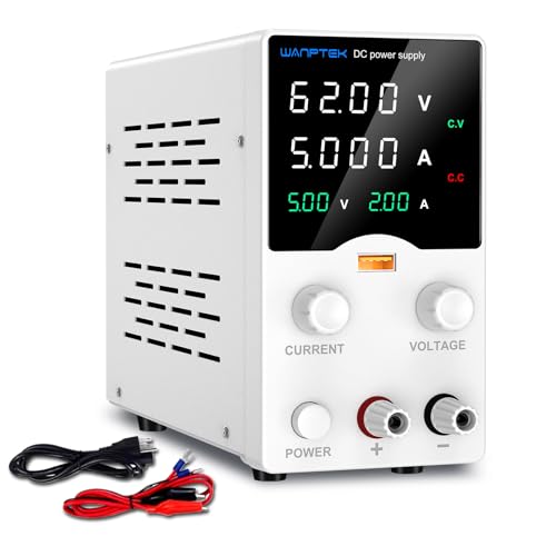 WANPTEK POWER Labornetzteil 60V 5A Labornetzgerät mit 4 Stelliger LED-Anzeige Einstellbares Schaltnetzteil Labor Netzteil mit USB-Schnellladung Geberknopf Netzgerät Regelbar