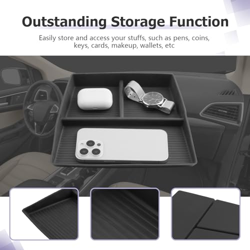 Image of LUWU for 2024 Edge Dashboard Storage Tray - 2021 2022 2023 2024 Ford Edge 12-inch Behind Screen Organizer Center Console Display Box Dash Tray Edge 2024 Accessories (Only for 12 inch Screen)