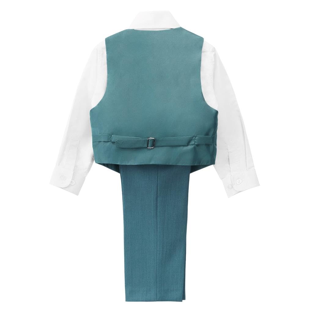 Lito Angels Completo da Sposo 5 Pezzi Taglio Slim per Bambini Ragazzo - Set Formale per Matrimoni (Giacca/Panciotto/Camicia/Pantaloni Regolabili/Cravatta) - Taglie 2-7 Anni - Blu/Verde/Rosa