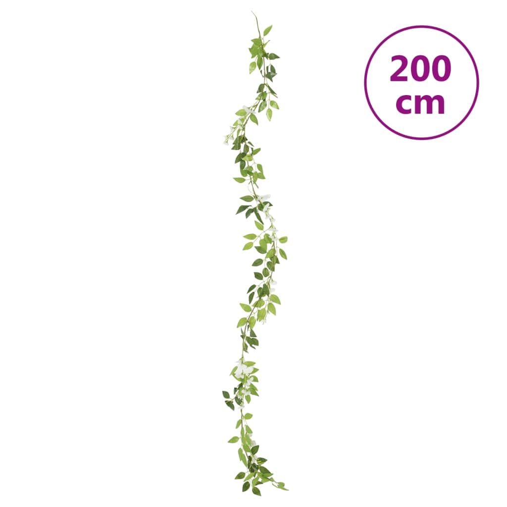 Zestaw 6 girland ze sztucznych kwiatów, białe, 200 cm, sztuczne jedwabne pnącza do dekoracji weselnej, tło imprezowe, dekoracja ścienna, odporna na warunki atmosferyczne, do użytku wewnątrz i na