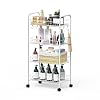 Mythinglogic 4 Tier Rolling Cart with 360 Wheels Snack Cart Removable Wire Baskets Metal Utility Storage Cart for Kitchen Bathroom Laundry Room Office White