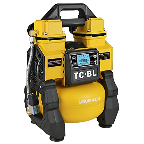 TC·BL Cordless Air Compressor Quiet Oilless DC Air Pump Powered by 18V Makita/Milwaukee/Dewalt Lithium Battery with 5L Aluminum Tank