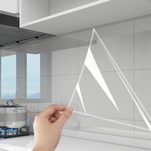 Electrostatic Wall Protective Film, Splatter Screen Plastic Wall Protector, Clear Static Cling Protective Film for Kitchen & Office from Oil Backsplash, Trash, Chair Back, Furniture, Scuff 40cm x 1m