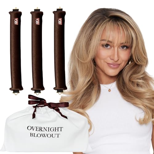 Brown Authentic Overnight Blowout Velvet Hair Rod Classic 3 Set