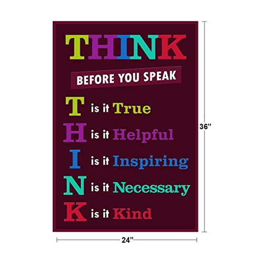 Image of Classroom Think Before You Speak Motivaltional Inspirational Educational Rules Teacher Supplies School Toddler Kids Elementary Learning Decorations Purple Cool Wall Art Print Poster 24x36