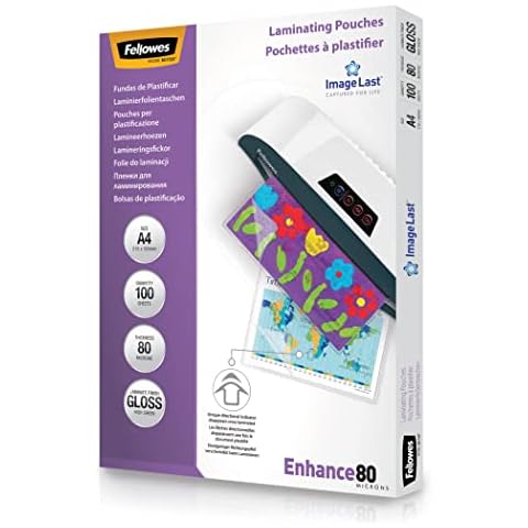 100 Fundas para Plastificar Fellowes A4 80 micras Cover