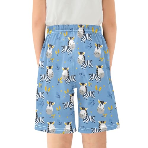 Zebras Sleep Shorts Summer Pajama Shorts Elastic Waist Sleep Bottoms with Pockets 6-14 Years2