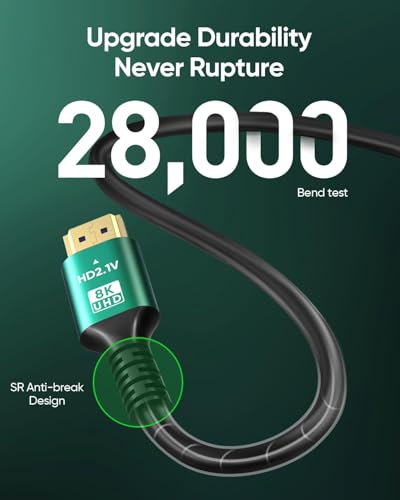 Image of 8K HDMI Cable 48Gbps Ultra High Speed 2.1 HDMI Cable Cord-4K@120Hz 8K@60Hz, DTS:X, HDCP 2.2 & 2.3, HDR 10 Compatible with Roku TV /PS5 /HDTV /Blu-ray (1.5 meter)