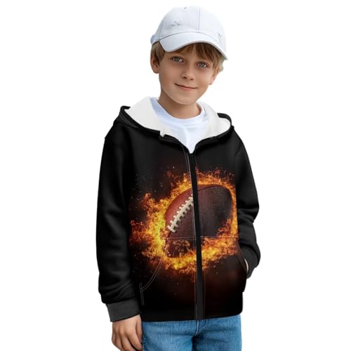 Boys' Ball Theme Sweatshirt Winter Zip-Up Fleece Hooded Hoodie Long Sleeve Cardigan Sweatshirts3