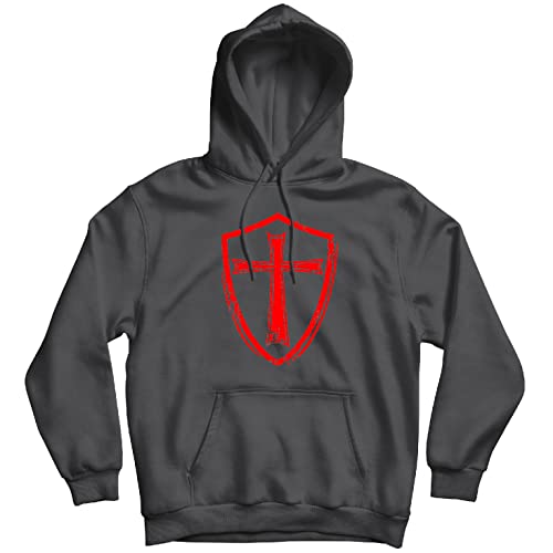 lepni.me Hoodie Sweatshirt Knights Templar Soldiers of Christ Crusader Cross Shield (XXL Graphite Multi Color)