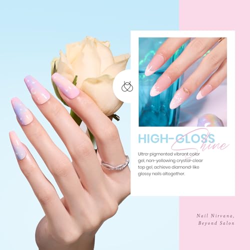 Image of Beetles Gel Nail Polish Set, 23 PCS 20 Colors Pastel Macaron Spring Gel Polish Kit, Dreamy Town Pink Yellow Green Blue Glitter Color Gel with Base Coat, Glossy Matte Top Coat, Soak Off UV LED