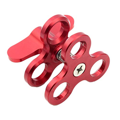 Yangge 3 Agujeros Bola de aleación de Aluminio Bola Acortar de la Abrazadera de Buceo Ligero Bola Brazo Cabeza Triple Hoyos Montaje del Clip Adaptador Red