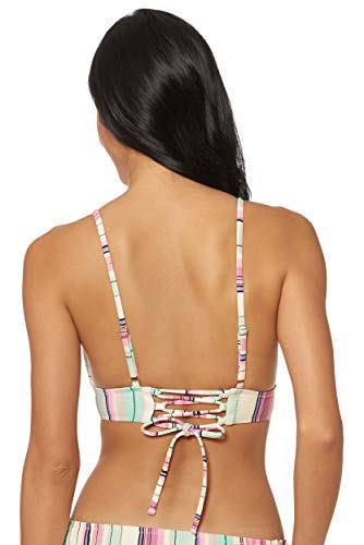 Jessica Simpson Women's Standard Mix & Match Stripe Swimsuit Separates (Top & Bottom), Triangle Pink Bikini Top, Xl #TOP1