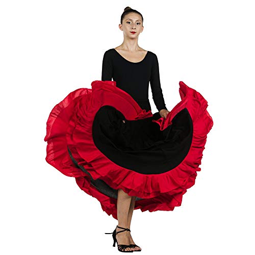 Danzcue Womens Full Circle Flamenco Skirt, Black, L Adult #TOP2