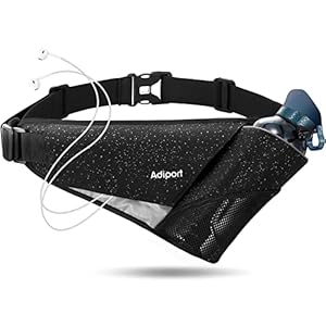Adiport Running Belt with 30 OZ Water Bottle Holder,Lightweight Waist Pack with Hidden Zipper Pocket,No Bounce Hydration…