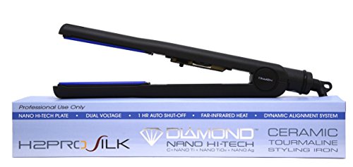 H2PRO Silk Titanium Ceramic Tourmaline Treated Plates Styling Iron Straightener 1'' Black SR1