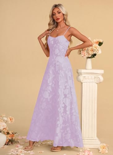Image of Women's Elegant Wedding Guest Dress Spaghetti Straps Slim Fit Floral Sleeveless Formal Dress Maxi Evening Party