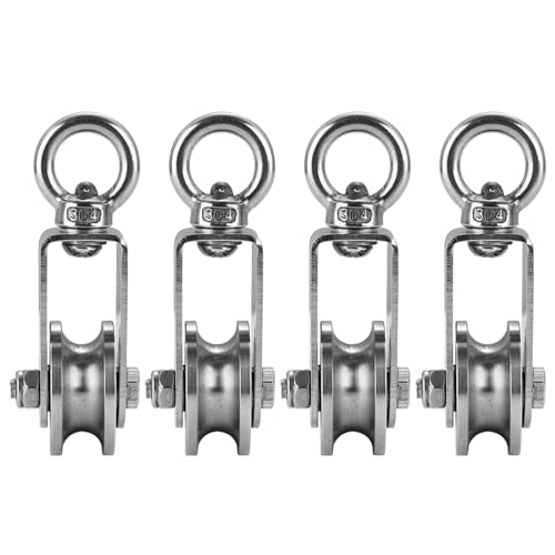 4pieces Steel Wire Rope Pulley UType Swivels Pulley For Logistics Storage Needs Secure And Stable Lifting