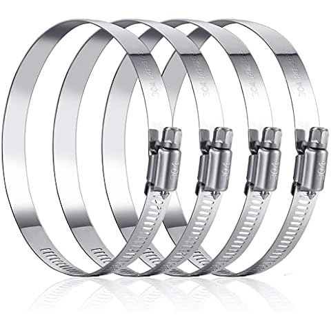 E-ANG.W 10" Hose Clamps, Adjustable 304 Stainless Steel Worm Gear Hose Clamps for Pipe Clamp, Hose Clips Duct Clamps (4Pcs) Cover