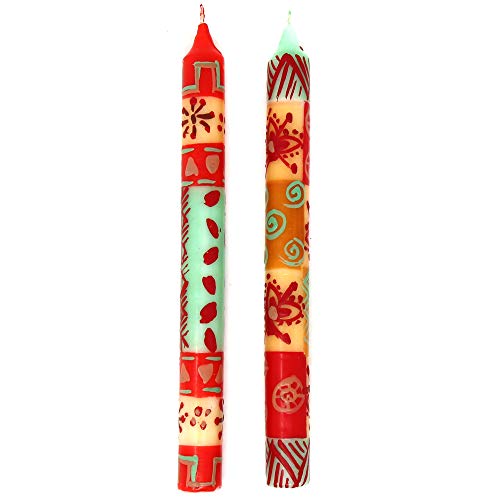 Nobunto Hand Painted Candles In Owoduni Design (Pair Of Tapers) #TOP2