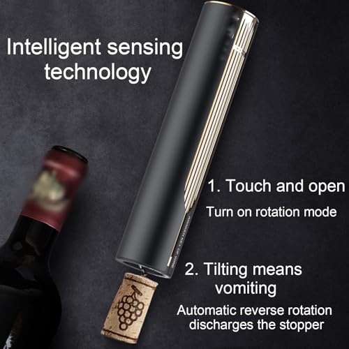 Tire-bouchon, détection automatique avec coupe-capsule intégré, base de charge USB pour un retrait sans effort du bouchon