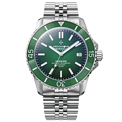 Orologio da sub automatico da uomo Meccaniche Veneziane Nereide Verde Bracciale Giubileo...