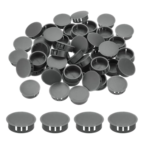 Image of MECCANIXITY 64PCS 30mm(1 3 /16 inch) Dark Grey Plastic Hole Plugs, Flush Type Panel Hole Plugs Insert End Caps for Locking Hole Tubes Furniture Cabinet