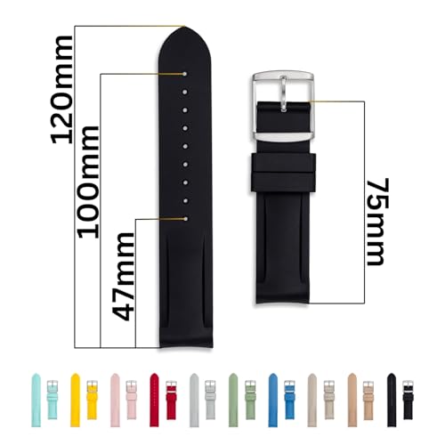 Bracelet de montre en silicone 20mm compatible MoonSwatch caoutchouc souple