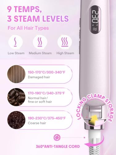 SHEGLAM Steam Flat Iron Hair Straightener 1.5" Ceramic Flat Iron with Combs — view 8