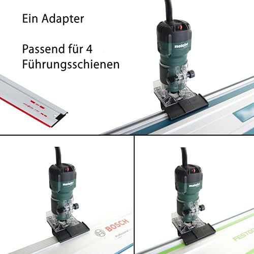 SLE Profi Führungsschienenadapter für Metabo FM 500-6 / FMV 18 LTX BL 8 Oberfräse/Kantenfräse für Makita/Bosch/Festool/Mafell Führungsschiene Fräse Adapter
