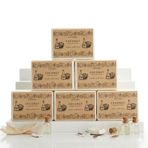 Image of Coconut Soap | Pure & Gentle Bathing Bar for Glowing Skin | Nourishing & Antioxidant Soaps for Men & Women | Cleansing Bar For Moisturising | Soap for All Skin Types | Pack Of 6