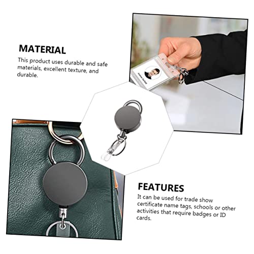 GAFOKI 1 peça chaveiro com cordão, chaveiro de metal, chaveiro resistente, porta-crachá retrátil, po