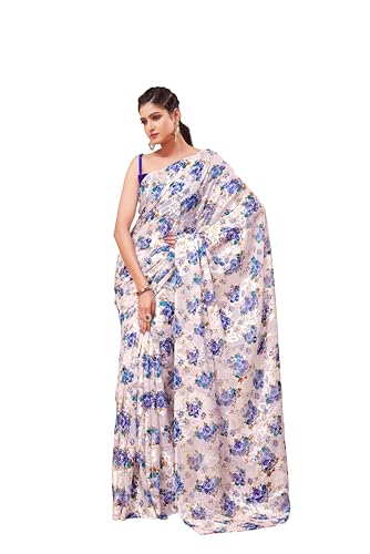 Image of Garden Vareli Summer Roganza Viscose Brasso Floral Print Saree with Unstitched Blouse Piece