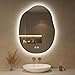 OUMUSU Spiegel mit Beleuchtung Asymmetrischer LED Badspiegel 60 x 80 cm mit Touch-Schalter, Dimmbar 3 Lichtfarbe Einstellbare, Beschlagfrei Badezimmerspiegel mit Beleuchtung, Bruchsicher