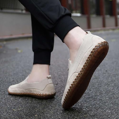 Image of Men's Genuine Leather Loafer Shoes Slip On Soft Walking Shoes Perforated Driving Shoes