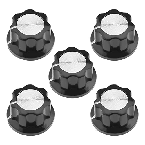 The Lord Of The Tools LOT582_BO 5Pcs Potentiometer Knobs Silver Tone Top Rotary Knobs For 6Mm Diameter Shaft Guitar Effect Pedal Knobs Amplifier Control Knobs 23Mm Knob Top Diameter cover