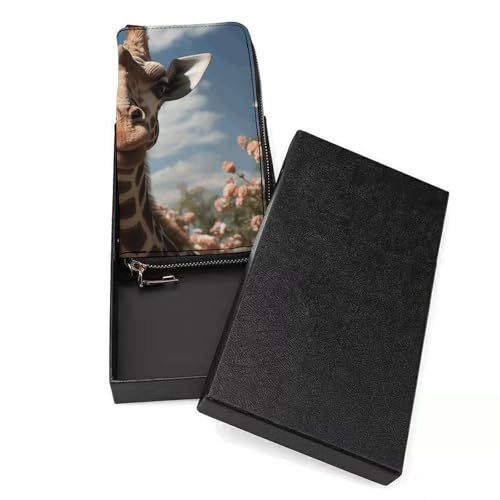 Beautiful Giraffe Ladies' Leather Wallet With Hand Strap Slim Vertical Purse Wallets Card Case Long Zip Around Long Wallet Credit Cards Holder Phone Clutch3
