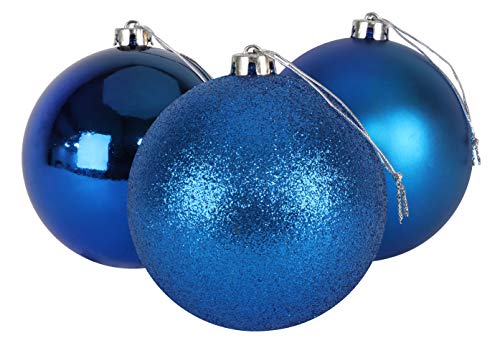 Ornamentos extragrandes de 3-15 cm (6') - design brilhante, mate e brilhante - decorações de Natal (azul real)