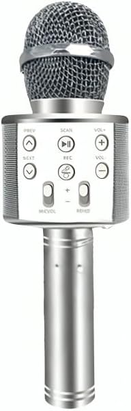 Wireless Bluetooth Karaoke Microphone with Speaker – Portable Handheld Mic for Singing, Recording, and Party Entertainment, Compatible with Smartphones and Tablets (Silver)