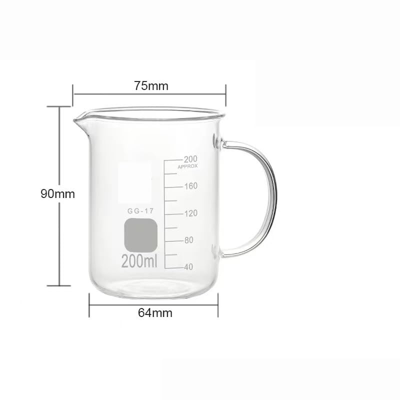 Messbecher aus Borosilikatglas mit Griff, 50–2000 ml, Laborausrüstung für genaue Messungen und Flüssigkeitsdosierung