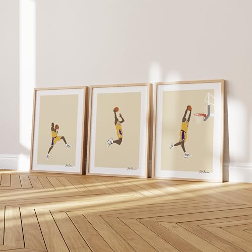 Kobe poster triptyque design de 3 affiches NBA aux détails graphiques
