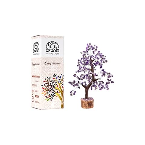 NAMASTASHI Amethyst Crystal Healing Stone Bonsai Tree for ~ Money GOODLUCK Gemstone Decor Chakra Balancing FENG Shui Reiki, Healing ENGERY Protection Crystal Cover