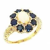 Solid GelbGold Damen-Ring solide 9 Karat Gold Gelbgold Art Nouveau-Stil Opal & Saphir - Verfügbare Größen : 50 bis 64