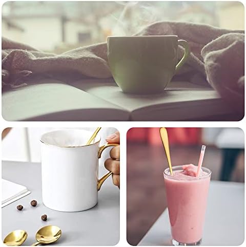 4 Pcs Long Handle Latte Spoons Stainless Steel Coffee Spoons Long Handle Spoons Cocktail Mixing Spoons for Latte Coffee Espresso Hot Chocolate Hot Drinks Dessert