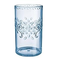Amscan Boho Vibes Highball Tumbler Debossed Finish Glass, Blue Floral, 532 ml Capacity